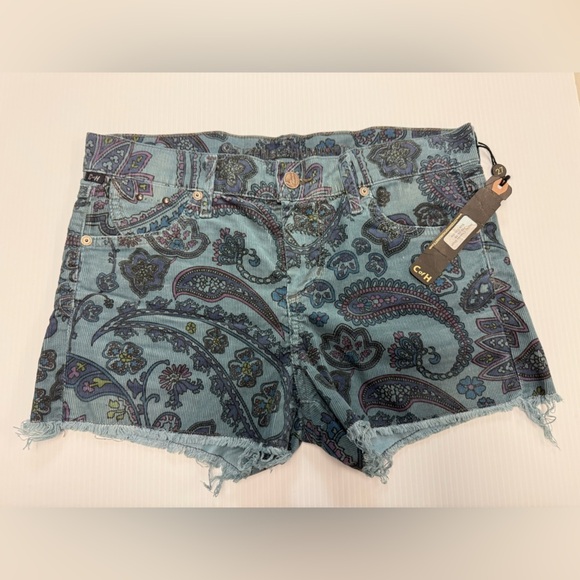 Citizens of Humanity‎ Manic Cheeky Short Corduroy Paisley Frayed Size 27 NWT - Picture 1 of 12